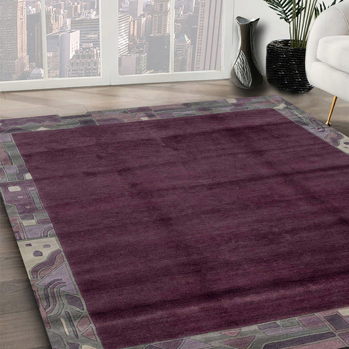 Abstract Purple Modern Rug in Family Room, abs1895