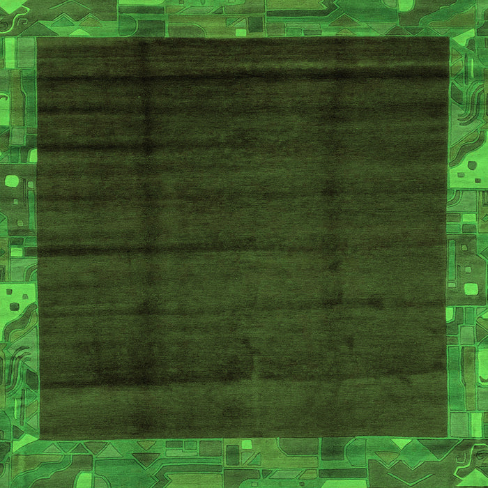 Square Abstract Green Modern Rug, abs1895grn