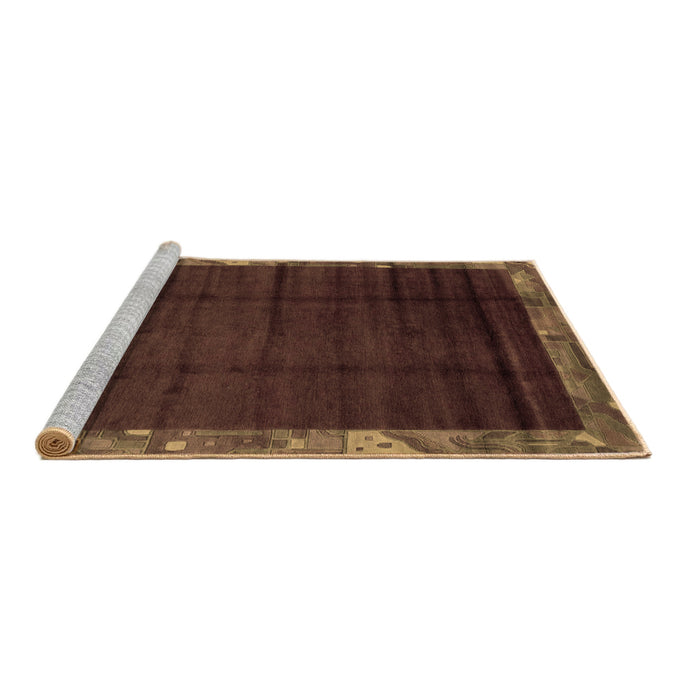 Sideview of Machine Washable Abstract Brown Modern Rug, wshabs1895brn