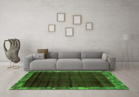 Machine Washable Abstract Green Modern Rug, wshabs1895grn