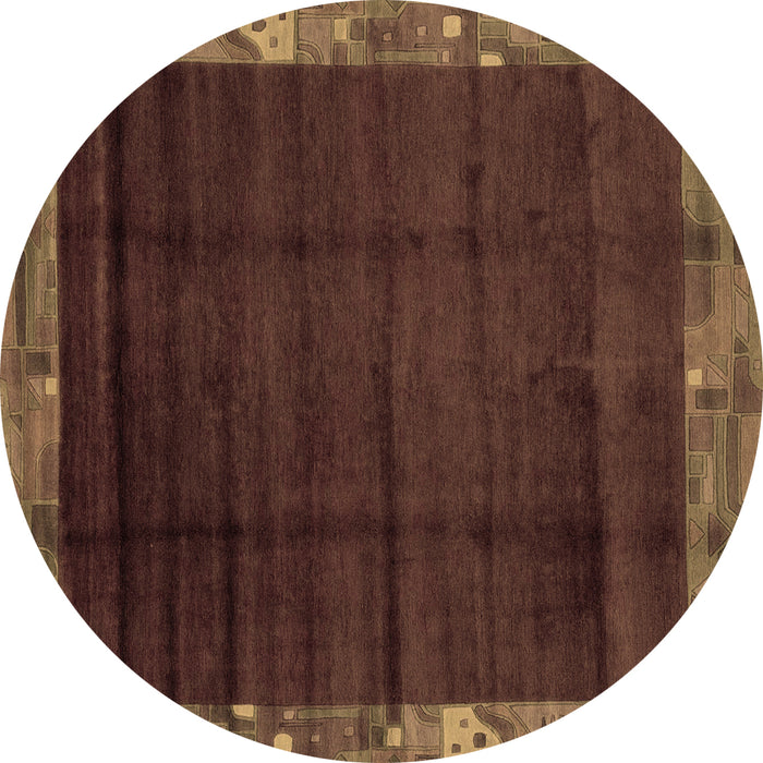 Round Machine Washable Abstract Brown Modern Rug, wshabs1895brn