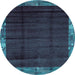 Round Machine Washable Abstract Light Blue Modern Rug, wshabs1895lblu