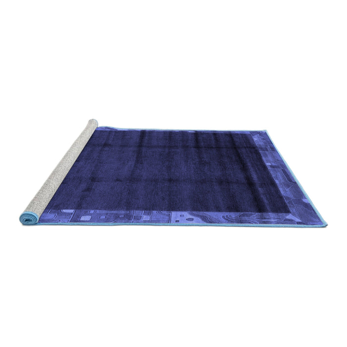 Sideview of Machine Washable Abstract Blue Modern Rug, wshabs1895blu