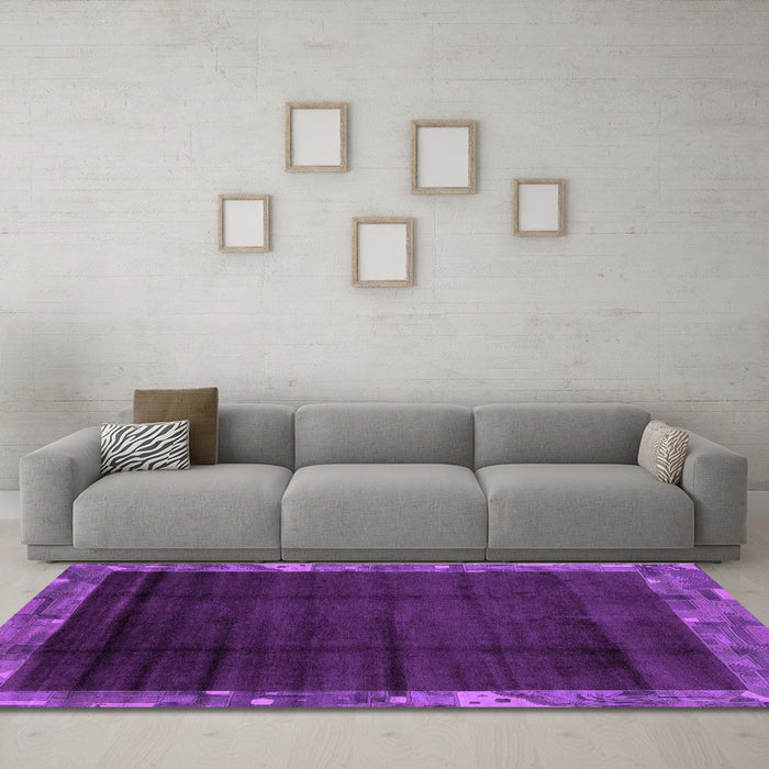 Machine Washable Abstract Purple Modern Area Rugs in a Living Room, wshabs1895pur