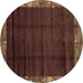 Round Abstract Brown Modern Rug, abs1895brn