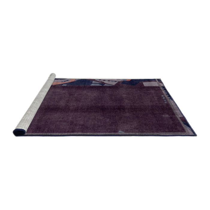 Sideview of Machine Washable Abstract Viola Purple Rug, wshabs1896
