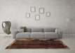 Machine Washable Abstract Brown Modern Rug in a Living Room,, wshabs1896brn