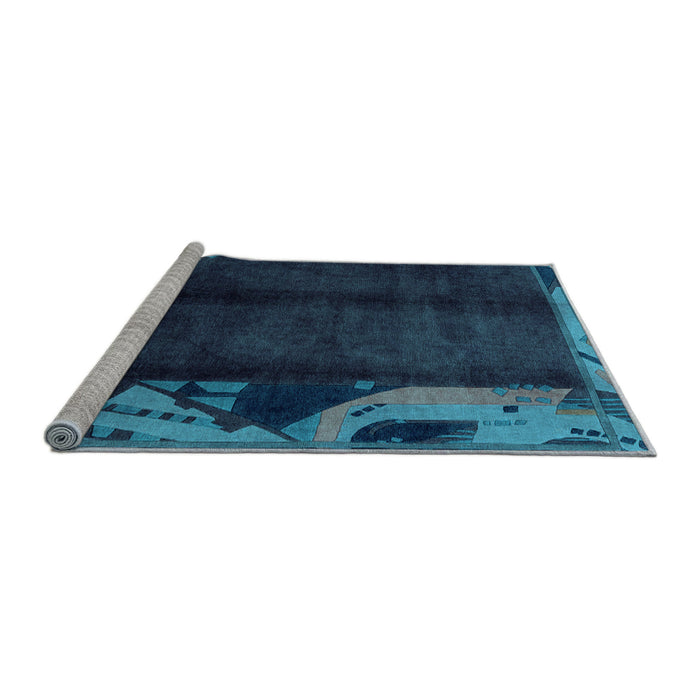Sideview of Machine Washable Abstract Light Blue Modern Rug, wshabs1896lblu