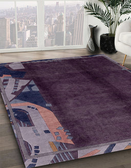 Abstract Purple Modern Rug in Family Room, abs1896