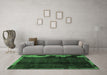 Machine Washable Abstract Emerald Green Modern Area Rugs in a Living Room,, wshabs1896emgrn