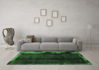 Machine Washable Abstract Emerald Green Modern Rug, wshabs1896emgrn