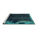 Sideview of Machine Washable Abstract Turquoise Modern Area Rugs, wshabs1896turq