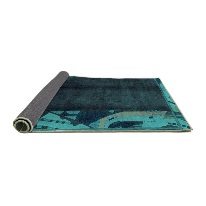 Sideview of Abstract Turquoise Modern Rug, abs1896turq