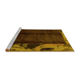 Sideview of Machine Washable Abstract Yellow Modern Rug, wshabs1896yw