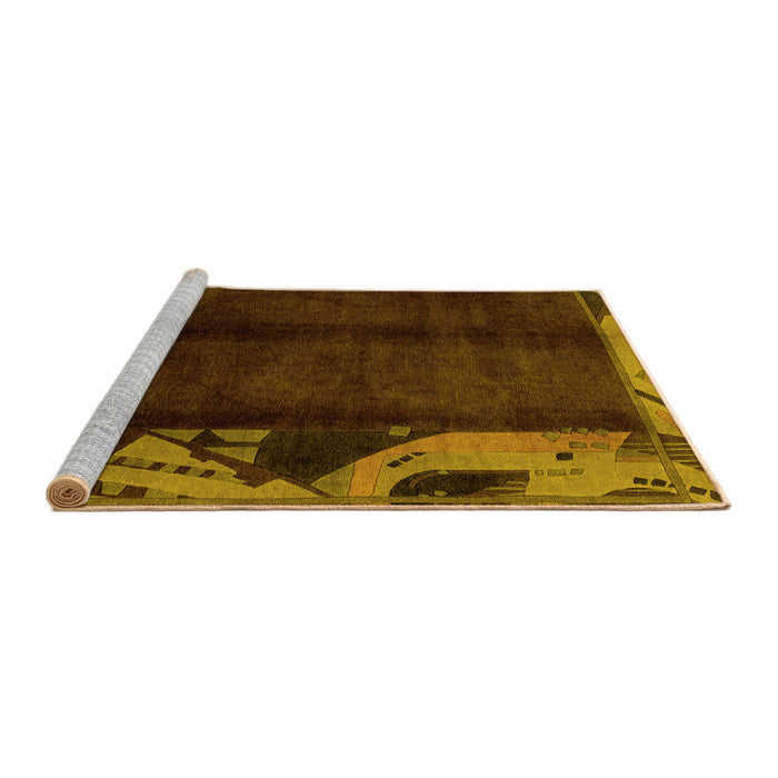 Sideview of Machine Washable Abstract Yellow Modern Rug, wshabs1896yw