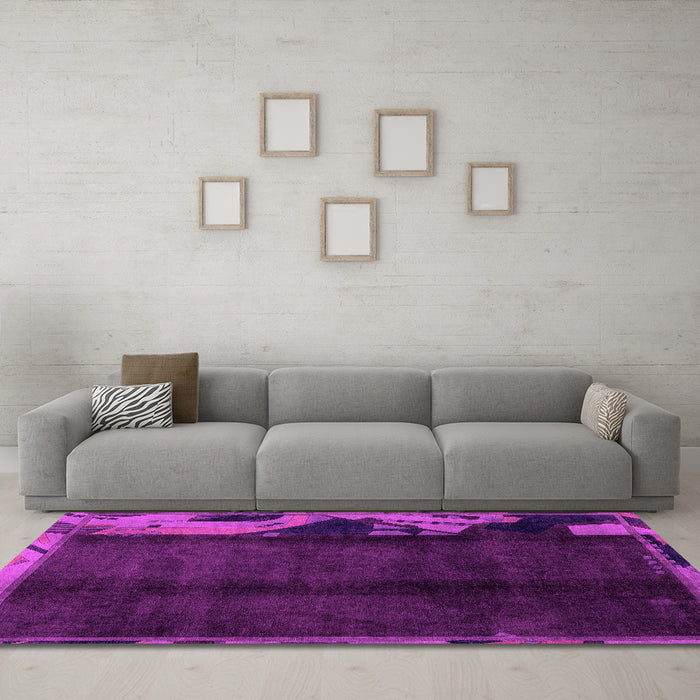 Machine Washable Abstract Pink Modern Rug in a Living Room, wshabs1896pnk
