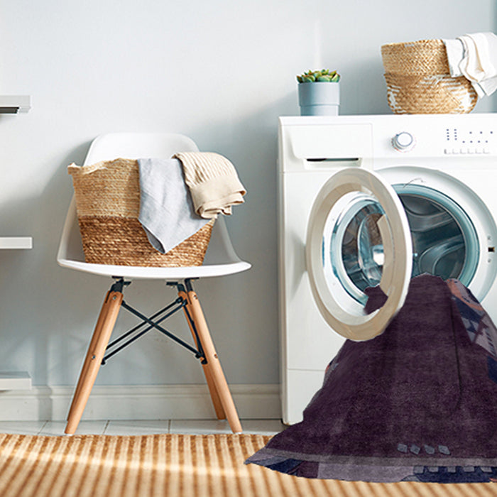 Machine Washable Abstract Viola Purple Rug in a Washing Machine, wshabs1896