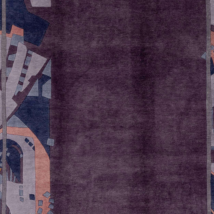 Machine Washable Abstract Viola Purple Rug, wshabs1896