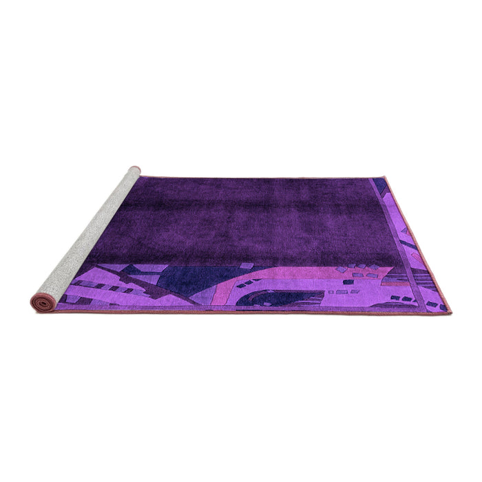 Sideview of Machine Washable Abstract Purple Modern Area Rugs, wshabs1896pur