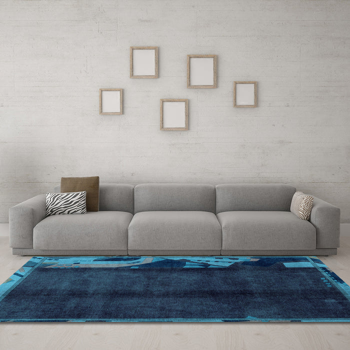 Machine Washable Abstract Light Blue Modern Rug in a Living Room, wshabs1896lblu