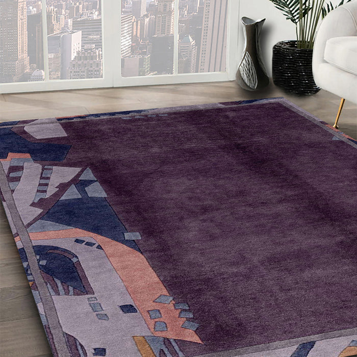 Machine Washable Abstract Viola Purple Rug in a Family Room, wshabs1896