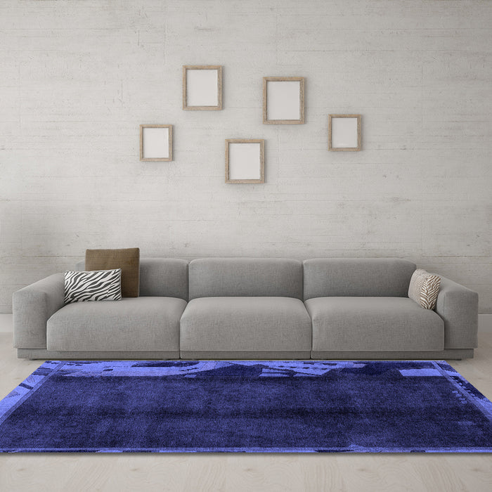 Machine Washable Abstract Blue Modern Rug in a Living Room, wshabs1896blu
