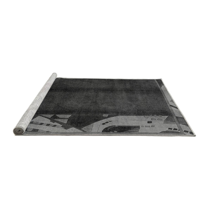 Sideview of Machine Washable Abstract Gray Modern Rug, wshabs1896gry
