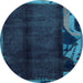 Round Abstract Light Blue Modern Rug, abs1896lblu