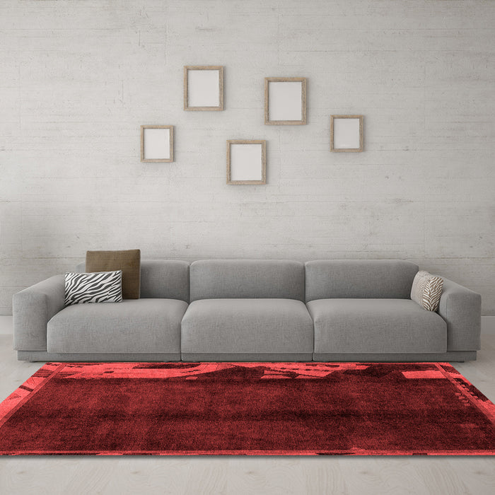 Modern Red Washable Rugs