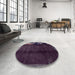 Round Machine Washable Abstract Viola Purple Rug in a Office, wshabs1896