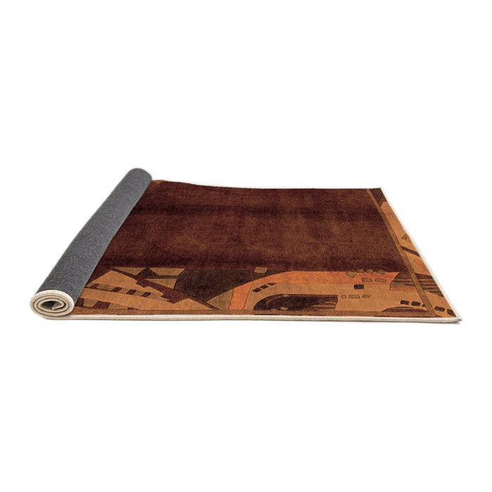 Sideview of Abstract Orange Modern Rug, abs1896org