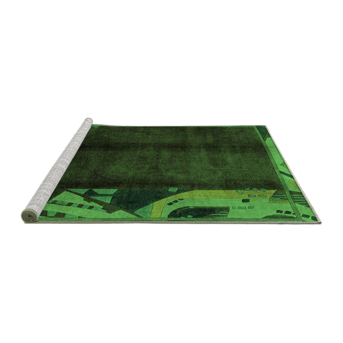 Sideview of Machine Washable Abstract Green Modern Area Rugs, wshabs1896grn