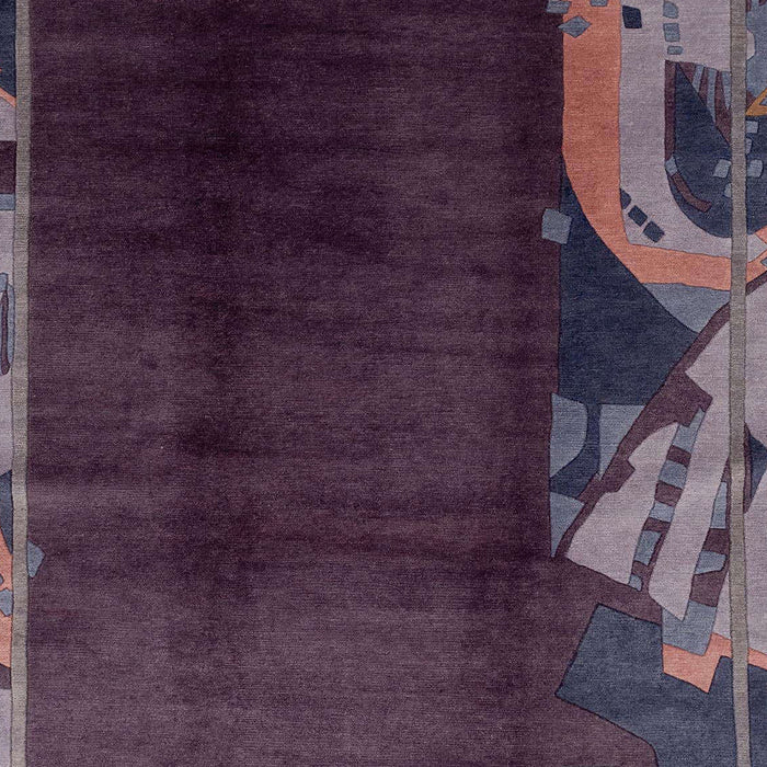 Machine Washable Abstract Purple Lily Purple Rug, wshabs1897