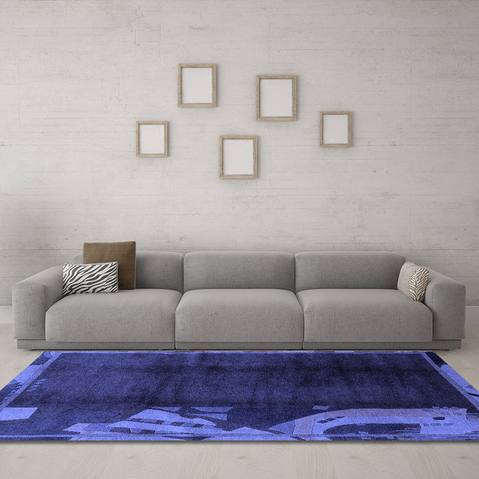 Machine Washable Abstract Blue Modern Rug in a Living Room, wshabs1897blu