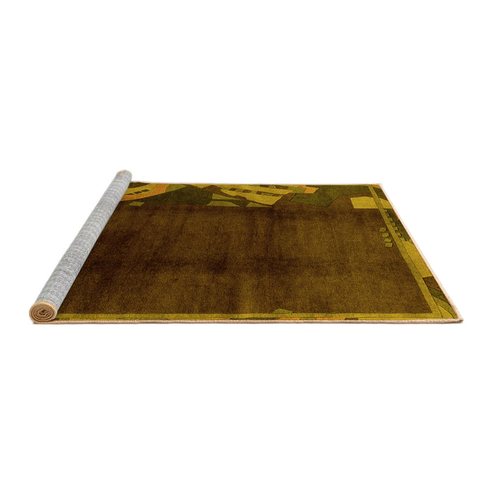 Sideview of Machine Washable Abstract Yellow Modern Rug, wshabs1897yw