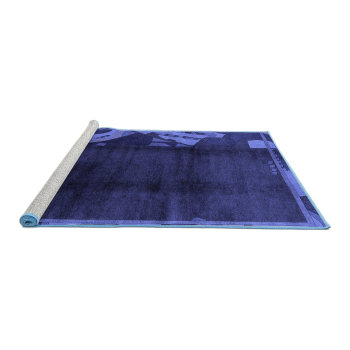Sideview of Machine Washable Abstract Blue Modern Rug, wshabs1897blu