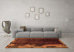 Machine Washable Abstract Orange Modern Area Rugs in a Living Room, wshabs1897org