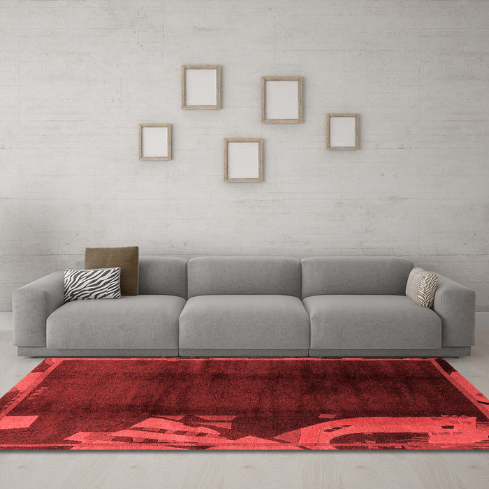 Modern Red Washable Rugs