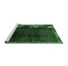 Sideview of Machine Washable Abstract Emerald Green Modern Area Rugs, wshabs1897emgrn