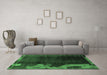 Machine Washable Abstract Emerald Green Modern Area Rugs in a Living Room,, wshabs1897emgrn