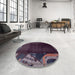 Round Abstract Purple Lily Purple Modern Rug in a Office, abs1897