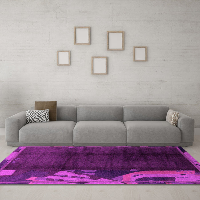 Machine Washable Abstract Pink Modern Rug in a Living Room, wshabs1897pnk