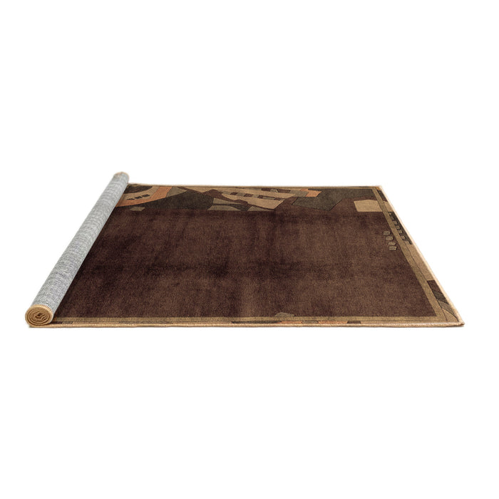 Sideview of Machine Washable Abstract Brown Modern Rug, wshabs1897brn