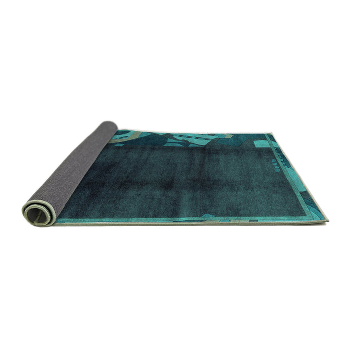 Sideview of Abstract Turquoise Modern Rug, abs1897turq