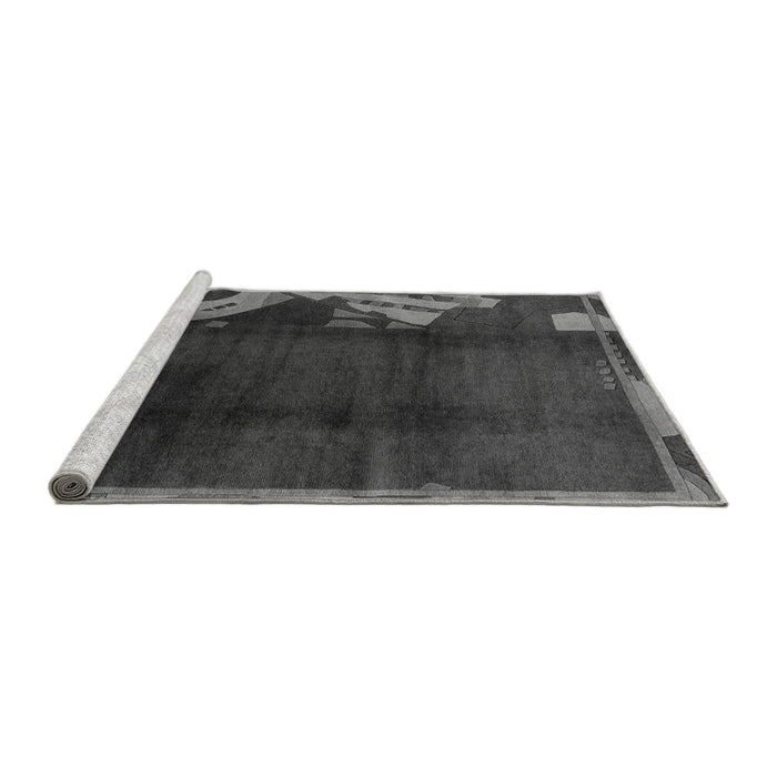 Sideview of Machine Washable Abstract Gray Modern Rug, wshabs1897gry