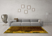 Machine Washable Abstract Yellow Modern Rug, wshabs1897yw