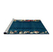 Sideview of Machine Washable Abstract Greenish Blue Green Rug, wshabs1898