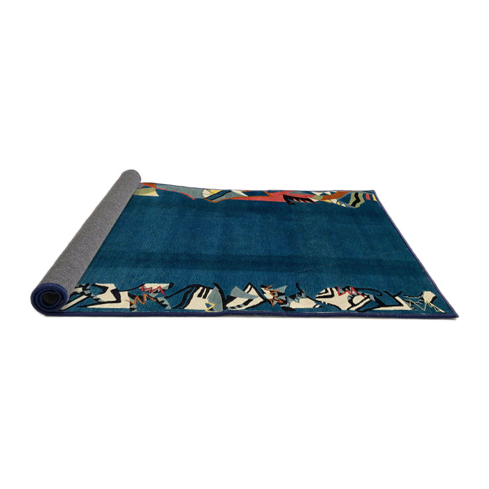 Sideview of Abstract Greenish Blue Green Modern Rug, abs1898