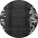 Round Machine Washable Abstract Gray Modern Rug, wshabs1898gry