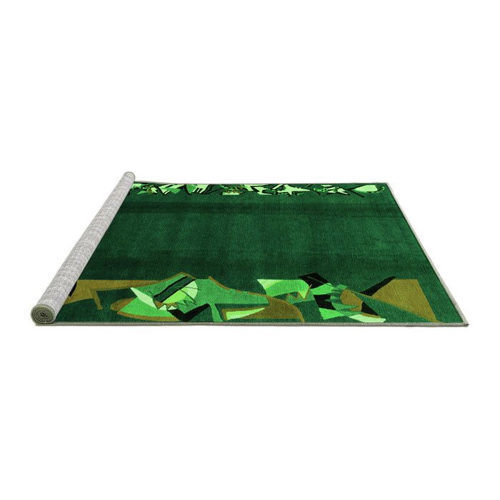 Sideview of Machine Washable Abstract Green Modern Area Rugs, wshabs1898grn